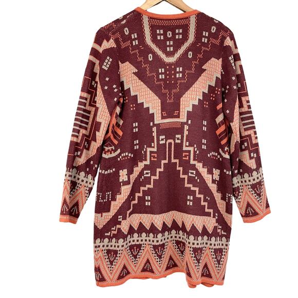 Cupio Cardigan Sweater Womens Large Southwest Aztec Western Rodeo Cozy Geometric - Picture 2 of 7